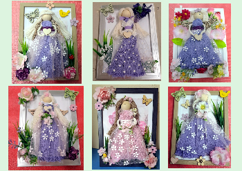 Kvetinová víla v ráme - technika makramé